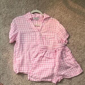 Frankie's Bikinis Pink Checkered Pajama Set